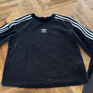 Adidas Black Crewneck with White Stripes